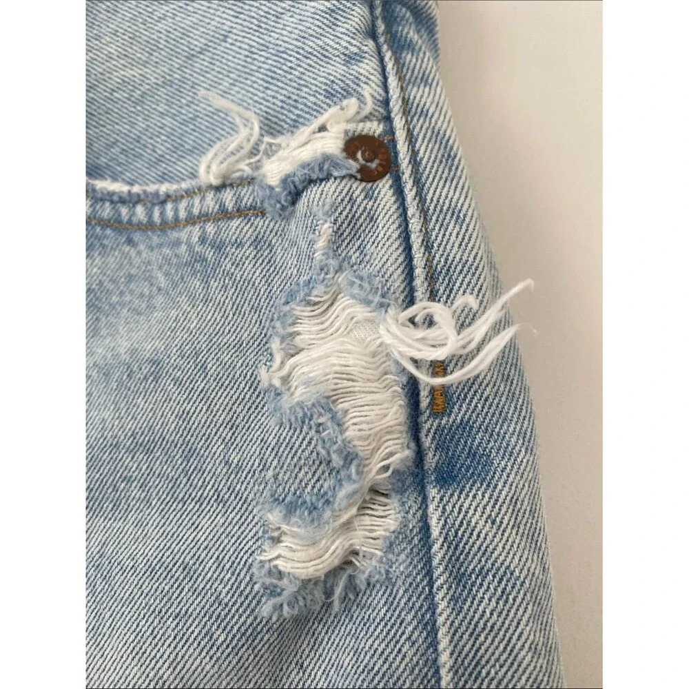 Agolde Light Blue Distressed Denim Cutoff Shorts Sz 29 Coastal Casual Chic